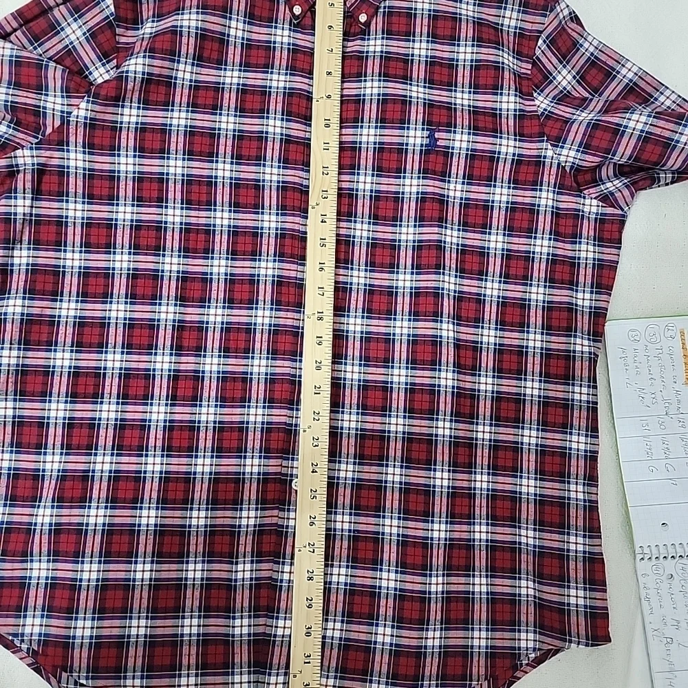 POLO RALPH LAUREN Men Shirt Sz XL Regular Fit Red Button-Down Collar Cotton EUC